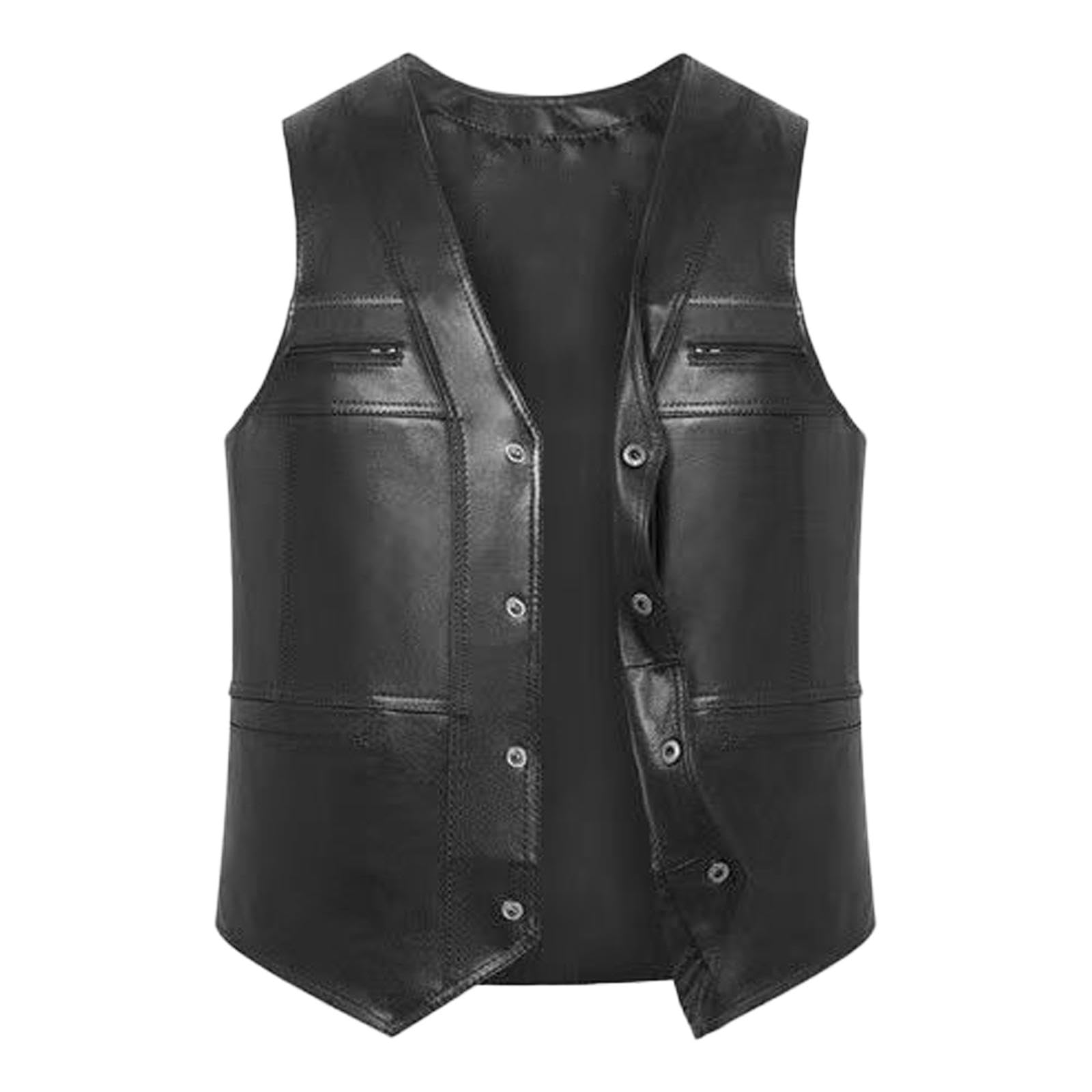 The Style Sutra Waistcoat Utility Jacket Punk Mens PU Leather Vest